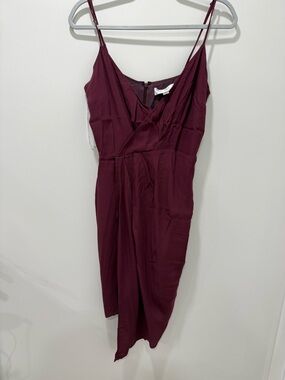 Asymmetrical Slip Dress in Deep Wine